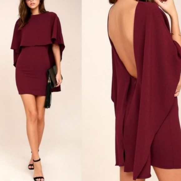 Lulus the best is yet to came Backless cape Dress - Picture 1 of 8